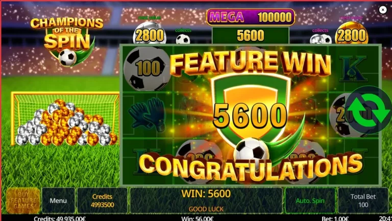 Tampilan visual stadion dan simbol permainan dalam slot Champion of The Spin