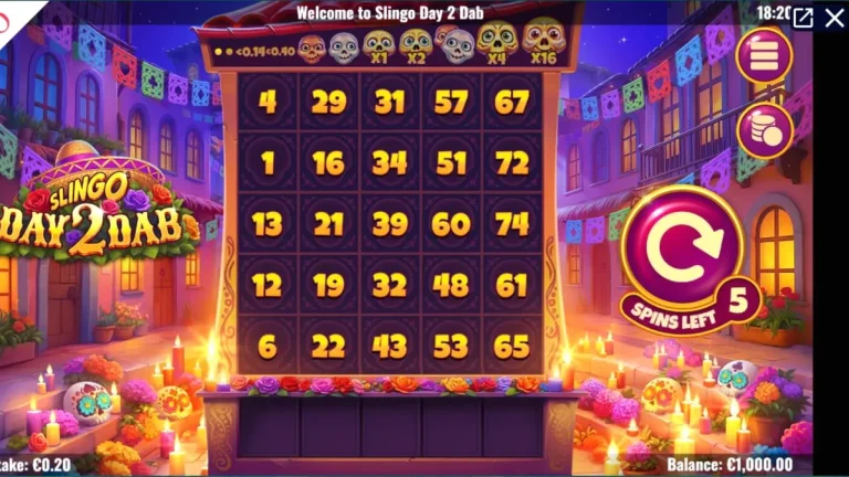Tampilan layar permainan slot Slingo Day 2 Dab dengan tema Day of the Dead